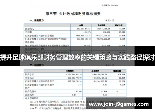 提升足球俱乐部财务管理效率的关键策略与实践路径探讨 提升足球俱乐部财务管理效率的关键策略与实践路径探讨